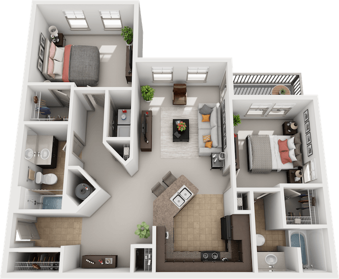 McDowell_TwoBedroom floor plan